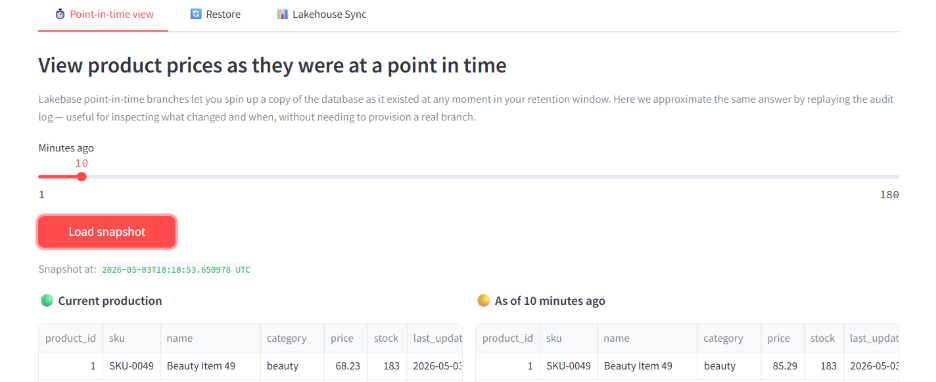 Building a safe AI pricing agent on Lakebase: branching, OLTP, and Model Serving in one stack